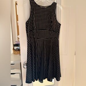 LOFT Black and Cream Midi Dress